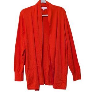 Jude Connally 100% Pima Cotton cardigan women's large orange open front pockets